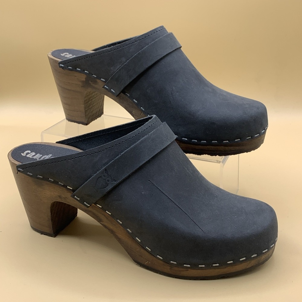 Sandgrens Maya Classic Mule Wooden Clogs Shoes Nubuck (EU 40) - Size US 9-9.5